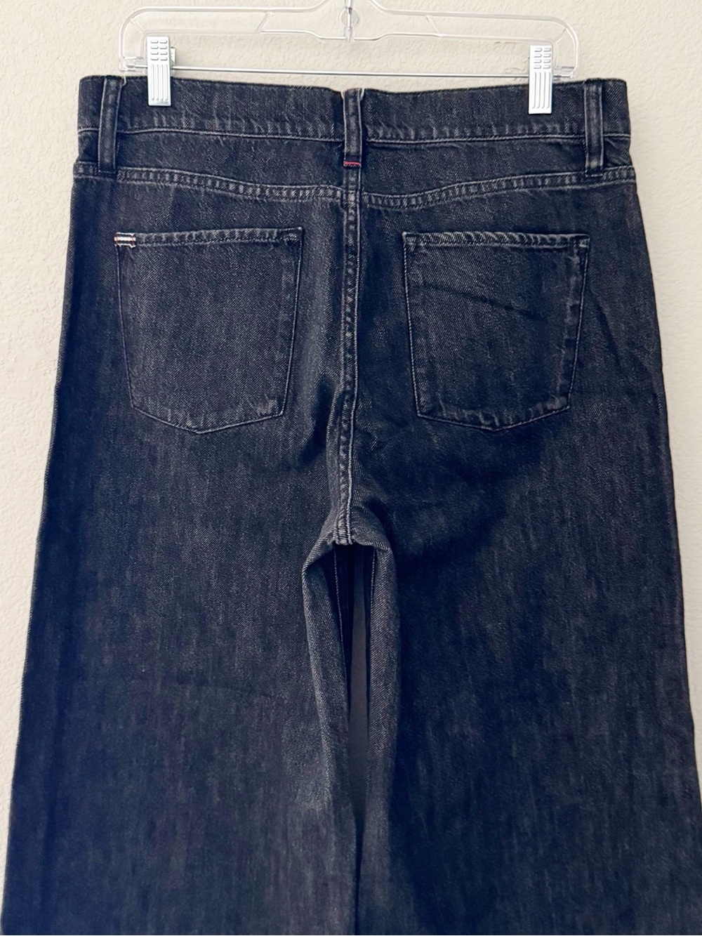 Alice + Olivia Trish Low Rise Baggy Wide Leg Jeans 32 Black Dark Denim Slouchy - Picture 10 of 12